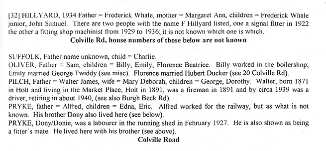 Colville Road survey