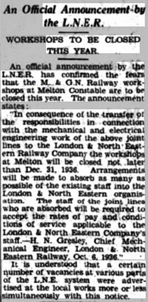 M&GN Closure 9th October 1936