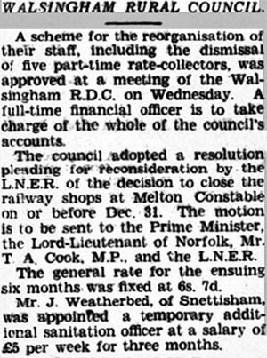 587 Walsingham Council resolution 19th October 1936