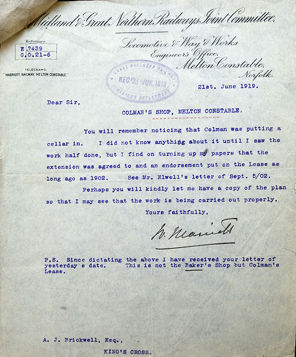 A. Colman shop letter 21st June 1912