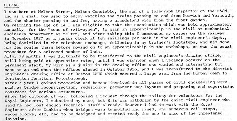 H. Lane memories