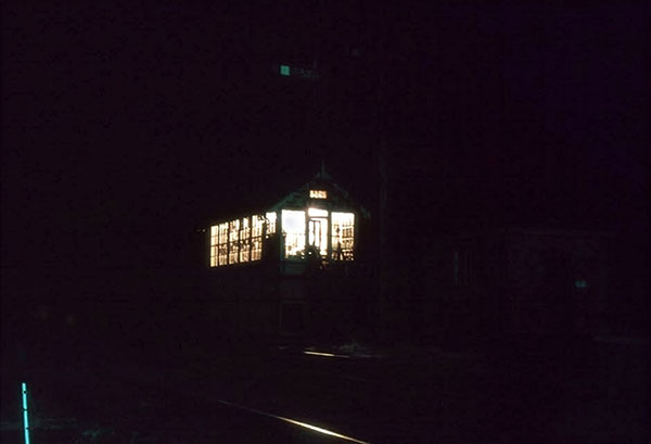 Melton West signalbox on the night of the last passenger train Saturday 4th April 1964