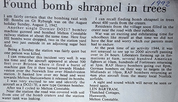 Air raid newspaper report