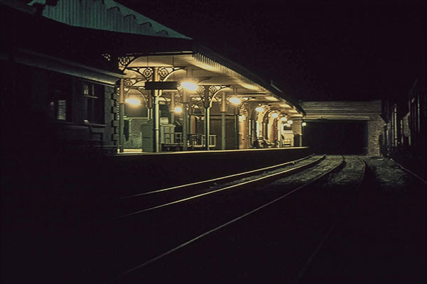 Station and bridge at night - 1959
