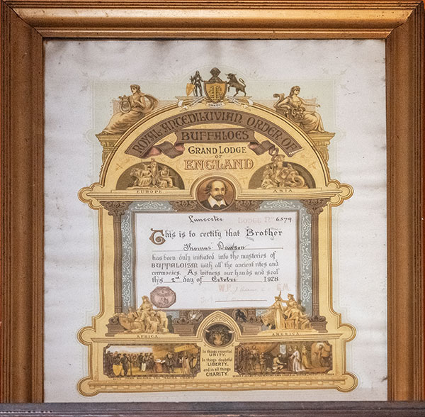 Royal Ancediluvian Order of Buffalos Certificate