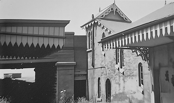 Station entrance stairway